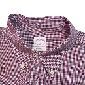 Brooks Brothers Shirt Men Large Red Gingham Plaid Button Down Work School 1